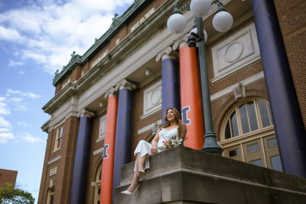 University of Illinois graduate portrait at Foellinger Auditorium in Champaign-Urbana